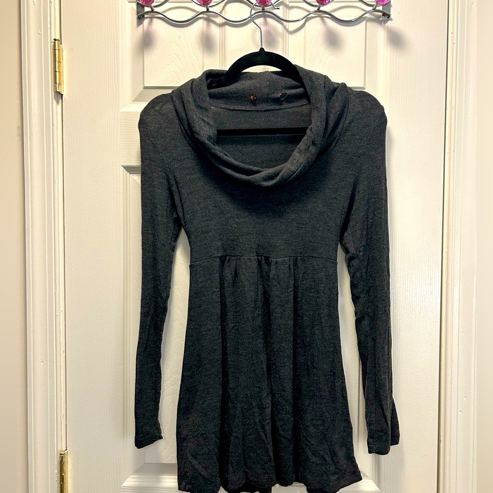 Gray Cowl Neck Sweater